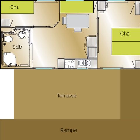 MOBILHOME 4 personas - Mobil Home Privilège Louisiane - 2 habitaciones