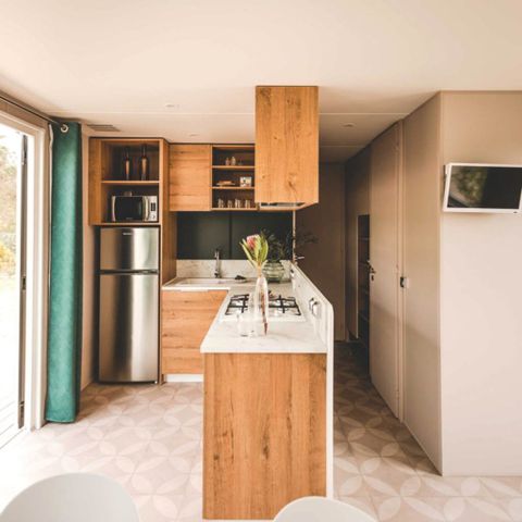 Stacaravan 6 personen - Prestige 3 kamers - 2 badkamers 40m² - Tuinzijde