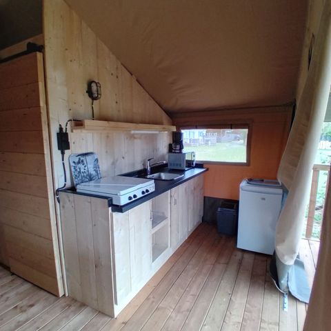 Safarizelt 4 Personen - Woody 25 Comfort Safari Lodge Zelt Badezimmer - 2 Schlafzimmer