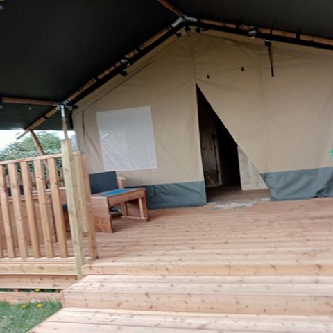 TENTE TOILE ET BOIS 4 personnes - Woody 25 Confort Safari Lodge Tente Salle de bain - 2 chambres