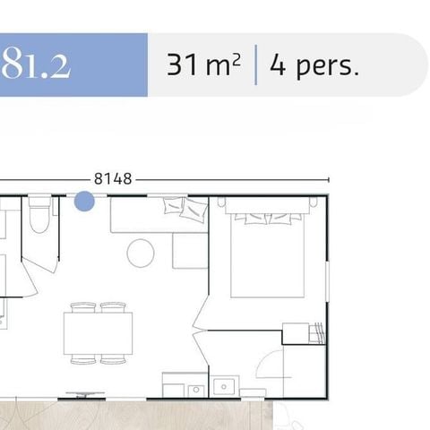 MOBILHOME 4 personas - Premium 2 habitaciones 31m² (31m²)