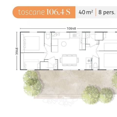 MOBILE HOME 8 people - 4-bedroom premium mobile home, 40m² living area