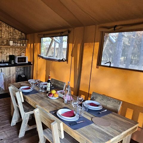 Canvas and wooden tent 4 persons - Tent Lodge 3 Rooms 4 People PRM