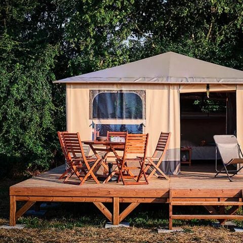 Tente en toile et en bois 5 personnes - Tente Lodge - 3 Pièces - Sans Sanitaires