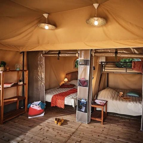 Tente en toile et en bois 5 personnes - Tente Lodge - 3 Pièces - Sans Sanitaires