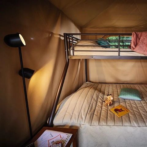 Tente en toile et en bois 5 personnes - Tente Lodge - 3 Pièces - Sans Sanitaires