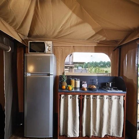 Tente en toile et en bois 5 personnes - Tente Lodge - 3 Pièces - Sans Sanitaires