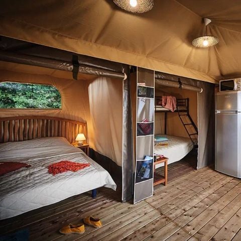 Tente en toile et en bois 5 personnes - Tente Lodge - 3 Pièces - Sans Sanitaires