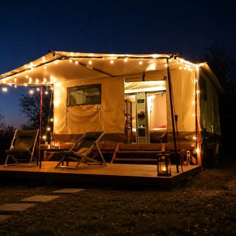 Tente en toile et en bois 5 personnes - Tente Lodge - 3 Pièces - Sans Sanitaires