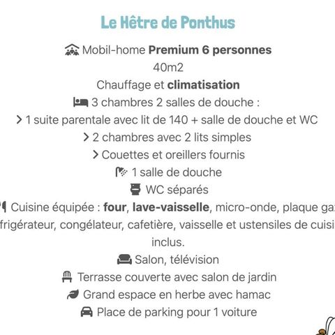BUNGALOW 6 personnes - Premium 6 personnes - Le Hêtre de Ponthus