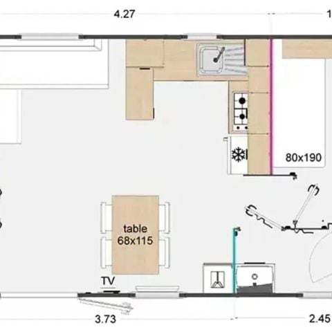 Lodge 4 personnes - XL - 3 Pièces - TV