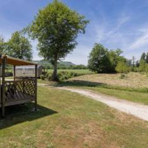 Mobilheim 5 Personen - KAMELEON + KLIMA große überdachte Terrasse