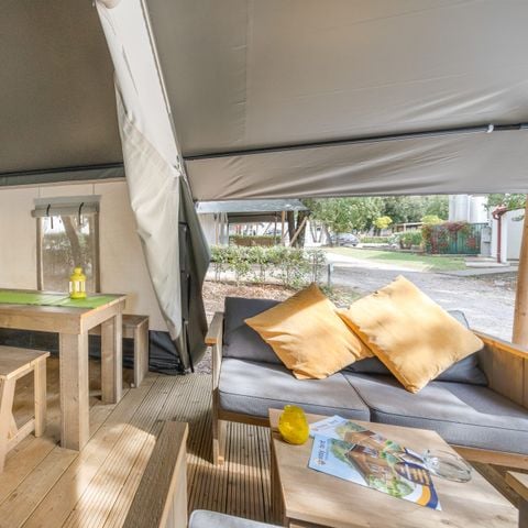 TIENDA DE LONA Y MADERA 5 personas - Naturist Solaris - Tienda Safari Confort