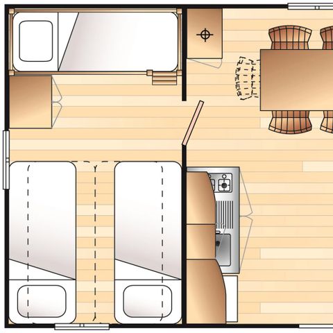 Stacaravan 5 personen - CLASSIC 2 kamers (TV - terras 12m² - oppervlakte 26m²)