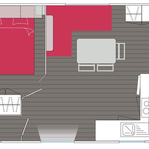 Mobilheim 5 personen - COSY 2 Zimmer (TV - Terrasse 12m² - Fläche 28m²)