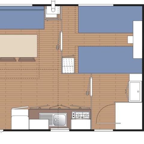 Casa mobile 5 persone - COSY-CLIM 2 camere (aria condizionata - TV - terrazza 12m² - superficie 28m²)