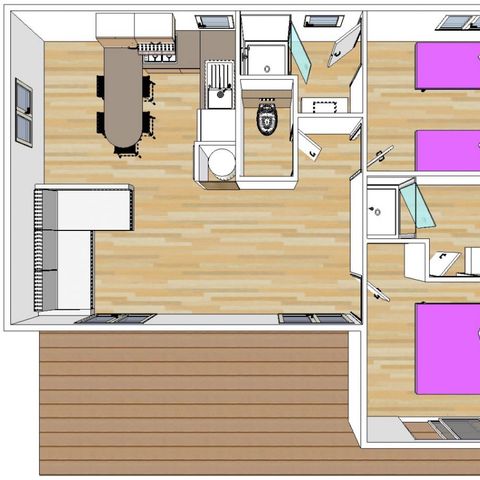 Chalet 4 persons - Holiday 2Ch 4/6p (2 additional people possible with supplement contact the campsite)
