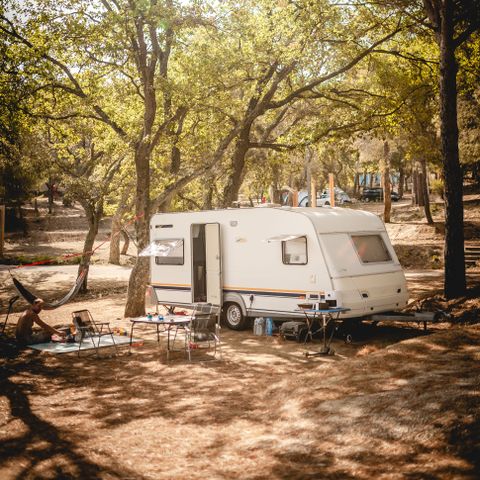 Kampeerplaats - Natuurkampeerwagen / Caravan met elektriciteit