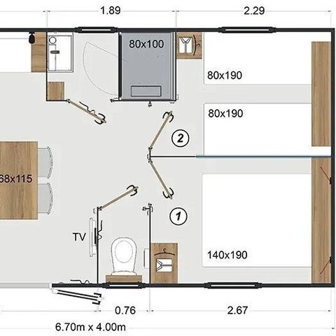 CHALET 4 persone - Chalet con 2 camere da letto - Lescar Chalet D014