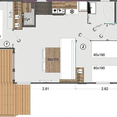 CASA MOBILE 4 persone - Casa mobile con 2 camere da letto - Lescar MH B030