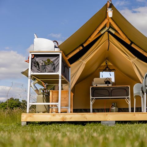 Tente en toile et en bois 2 personnes - Tente safari 2 lits