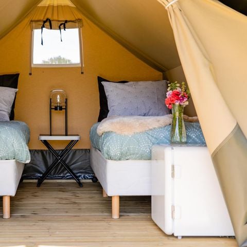 Tente en toile et en bois 2 personnes - Tente safari 2 lits