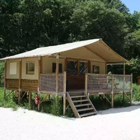 Tente en toile et en bois 6 personnes - Tente Lodge Olivier 2ch 6 pers