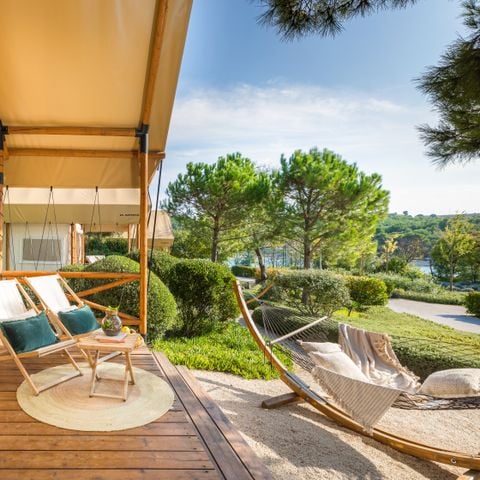 TENDA DA CAMPEGGIO 4 persone - Tenda safari premium a soppalco con due camere da letto (2+2)