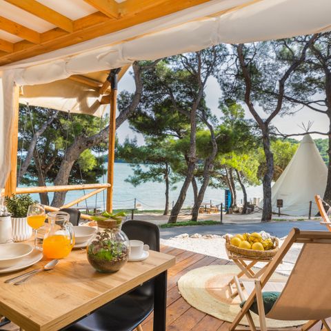 TENDA DA CAMPEGGIO 4 persone - Tenda safari premium a soppalco con due camere da letto (2+2)