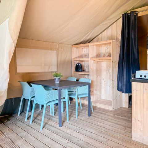 TENDA IN TELA E LEGNO 4 persone - compresi i servizi igienici