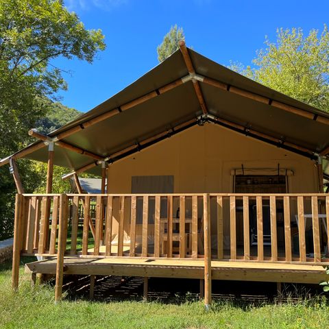 TIENDA DE LONA Y MADERA 4 personas - incluidas las instalaciones sanitarias