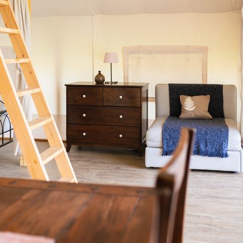 Canvas and wooden tent 5 persons - Glamping with bathroom, Amber 40 m2