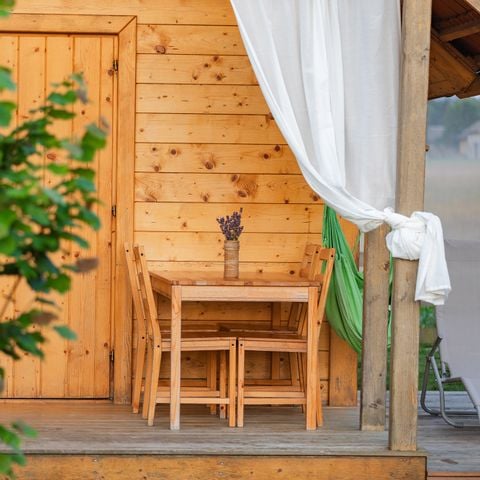 Chalet 4 persons - Wooden house HIS, 22m² - Private Toilet, Sink & Outdoor Tub