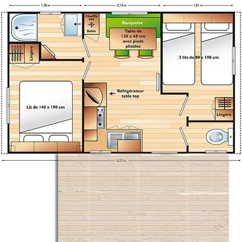 BUNGALOW 4 personnes - Mobil home Super Vénus - 24m² - 2 chambres - 2 Adultes maxi. + 2 enfants - de 13 ans