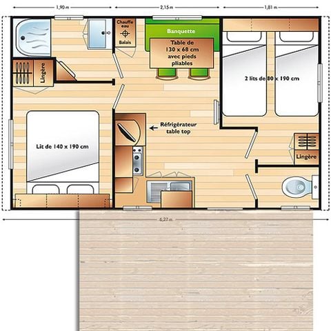 CASA MOBILE 4 persone - Casa mobile Super Vénus - 24m² - 2 camere da letto - 2 Adulti max. + 2 bambini sotto i 13 anni