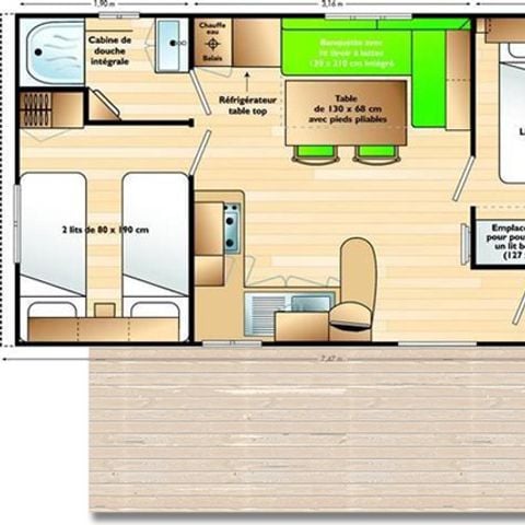 MOBILHOME 5 personnes - Mobil home "Super Mercure Famille" - 29m² - 2 chambres -