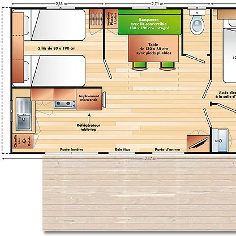Mobile home 5 persons - Mobil home "Super Mercure Riviera" - 29m² - 2 bedrooms