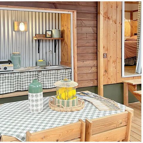Tiny House 4 personen - Tiny House | 2 slaapkamers | 4 pers | Verhoogd terras | 1 badkamer | Airconditioning