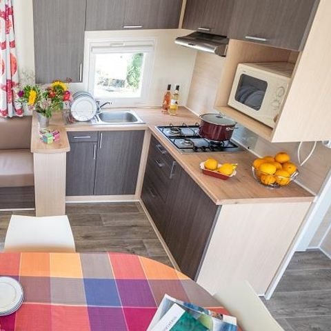 Stacaravan 6 personen - Cottage Grand confort Florès 35m² - 3 kamers / Overdekt houten terras
