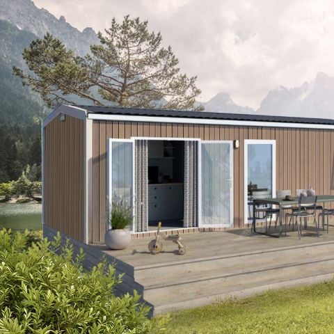 Stacaravan 4 personen - Premium stacaravan - 2 slaapkamers - halfoverdekt terras 