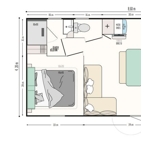 Stacaravan 6 personen - Premium stacaravan - 3 slaapkamers - halfoverdekt terras 