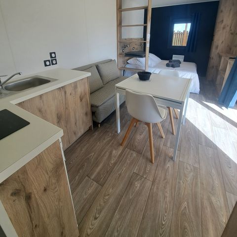 Mobile home 2 persons - Mobil Studio with SPA - 1 bedroom - covered terrace