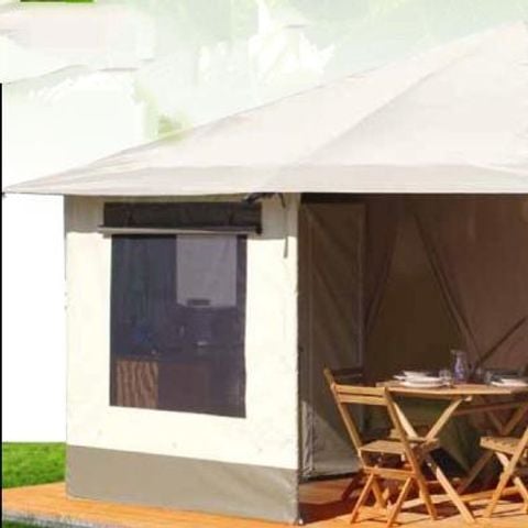 Bungalowzelt 4 Personen - Zeltbungalow, 16 m², 2 Schlafzimmer – Anreise samstags im Juli und August