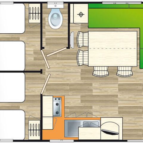 CASA MOBILE 8 persone - GRANDE S 30m² / 3 camere da letto - terrazza coperta