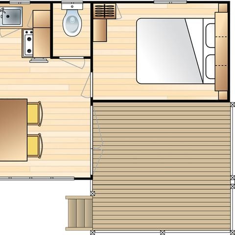 Stacaravan 6 personen - LOISIR D 27m² / 2 kamers - terras
