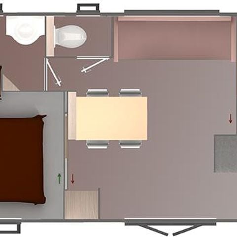 Mobilhome 6 personnes - COTTAGE D 27m² / 2 chambres - terrasse couverte
