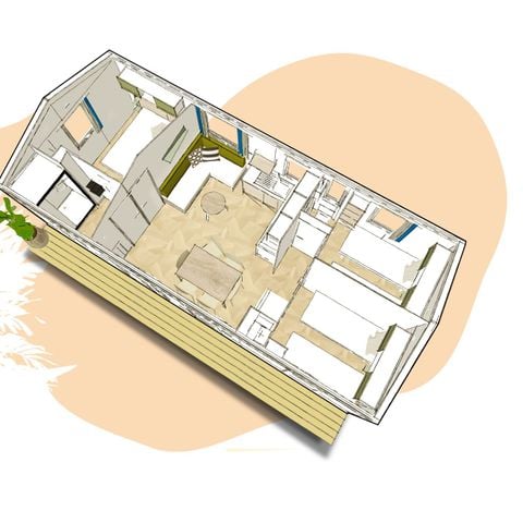 MOBILHOME 6 personnes - RIDEAU TOSCANE 87.3  33m² / 3 chambres - terrasse