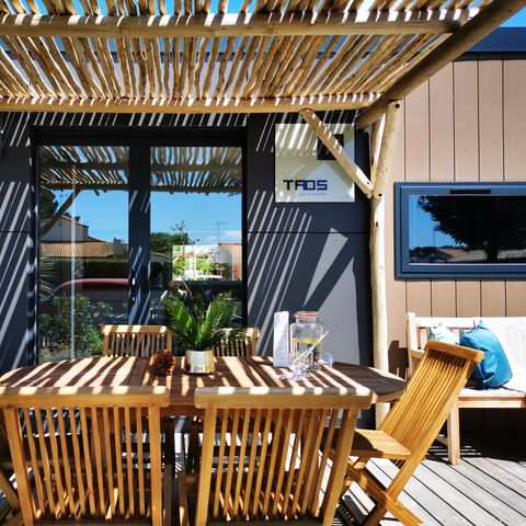 Stacaravan 6 personen - SAM - SUNELIA PRESTIGE TAOS SPA 3bed / 6p - 40m² - Exotisch terras