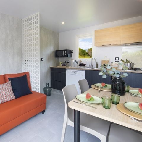 Mobilhome 4 personnes - SUNELIA PRESTIGE + CLIM 2 chambres - 34m² - Terrasse couverte