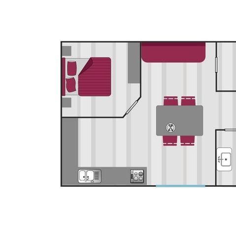 Stacaravan 2/4 personen - Confort Missouri - 2 kamers - 26m²